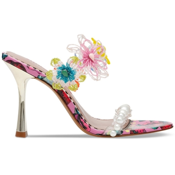 💕🔹️Betsey Johnson🔹️berry Multi Goldiee embellished Heeled Sandals - Picture 2 of 8